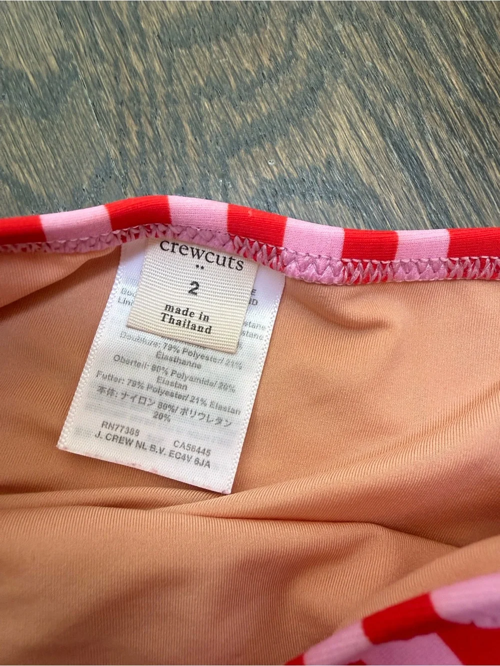 J. Crew Pink & Red Striped Ruffle-Shoulder Bikini